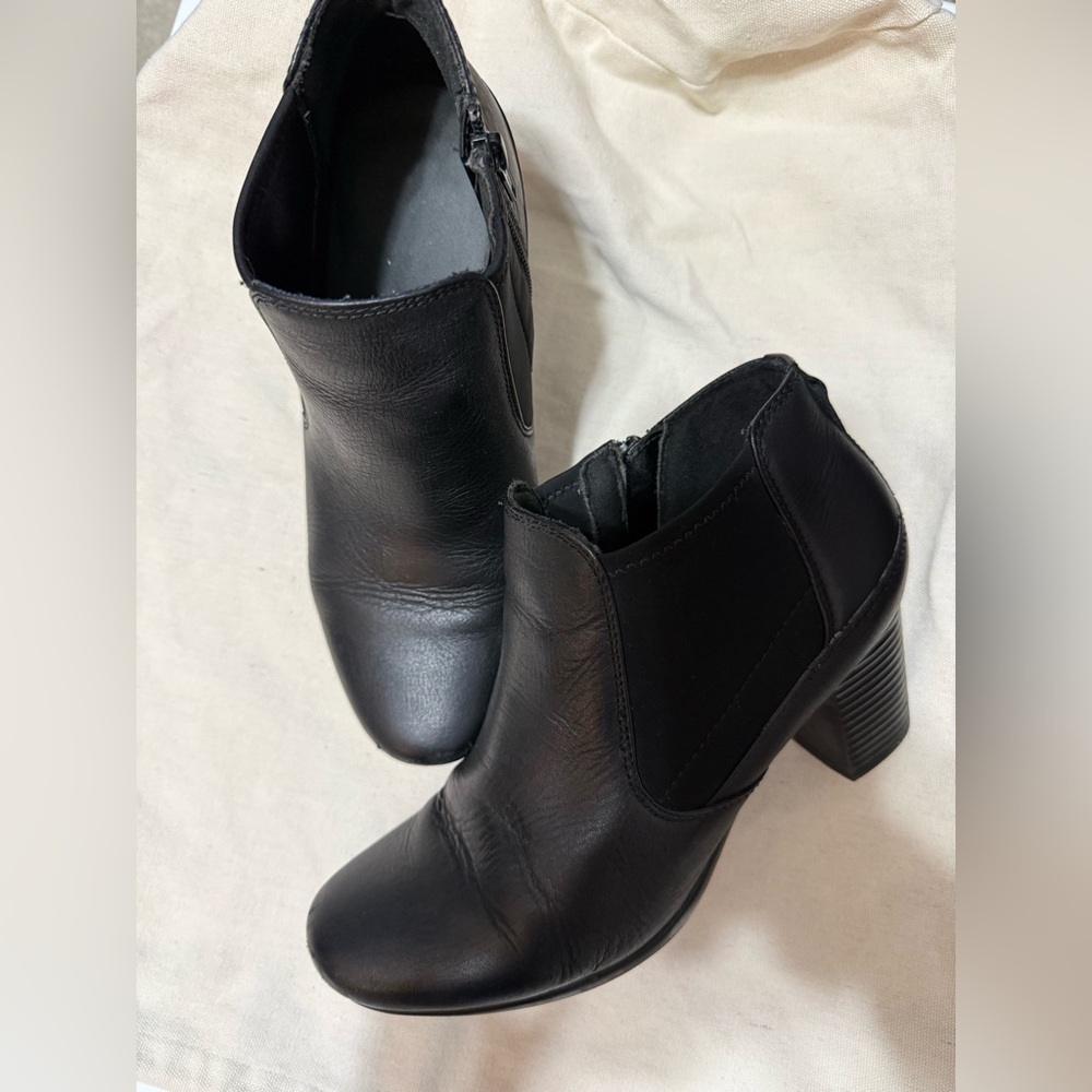 Clarks Black Leather Ankle Boots